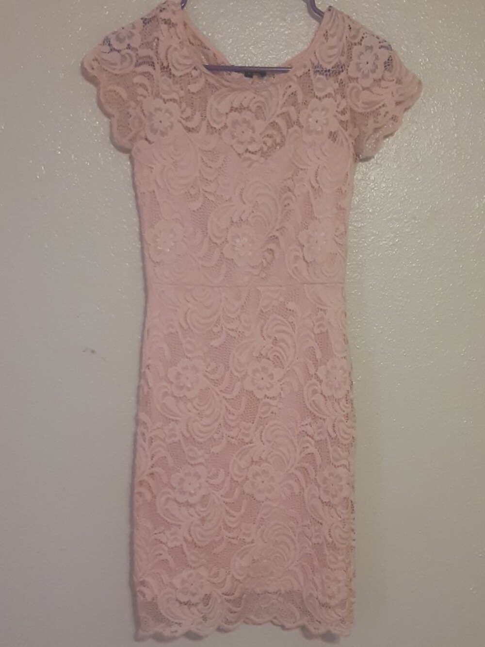 Pink Floral Lace Sheath Dress